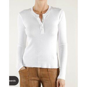 NWT PHARAOH Jude Henley Thermal Long Sleeve White Top Tee Size 0 XS